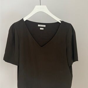 Babaton Elegant Black V-Neck Blouse